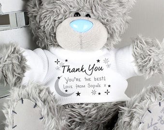 Oso de agradecimiento personalizado, luna y estrellas de nariz azul: regalo para ella, niña, mujer, familia, amiga, maestra, doctora, asistente, cuidadora.