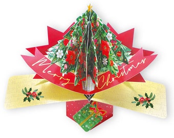 Christmas Tree Pop Up 3D Christmas Card - for Mum, Dad, Gran, Papa, Grandma, Grandad, Son, Daughter, Friend, Granddaughter, Sister, Brother