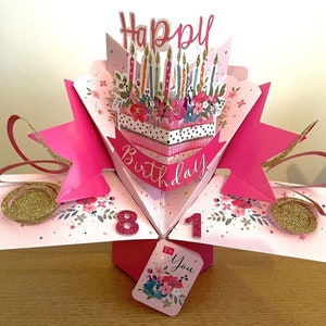 Happy 81st Birthday 81 Today Pop-Up 3D Greetings Card for Her Mum Gran Friend Aunt