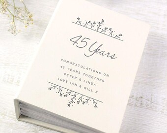 Personalised 45th Wedding Anniversary Photo Album - sapphire wedding gift for couple, friend, mum, dad, grandparents, aunt, brother, sister