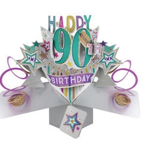 Carte pop-up 90e anniversaire Carte 3D 90 ans Homme Femme Ami Maman Grand-mère Papa Grand-père Grand-père