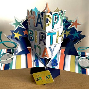 Buon 18° compleanno 3D Pop-Up Birthday Card per lui Maschio Uomo Figlio Fratello Amico Nipote