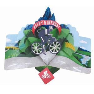Cycling 3D Pop Up Birthday Card - Bike Road Birthday Card