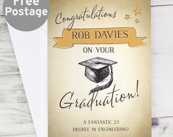 Personalised Gold Star Graduation Card For Him or Her