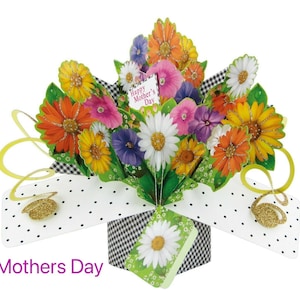 Happy Mothers Day 3D Pop Up Card Mixed Flowers Bouquet Pop Up Card