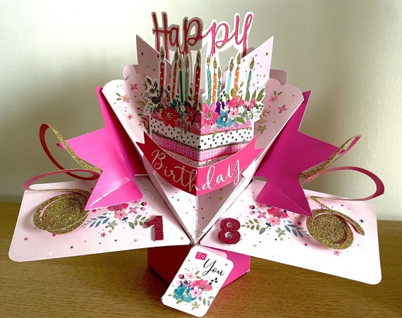 Happy 18th Birthday 18 Today Pop-up 3D Greetings Card Ideal for