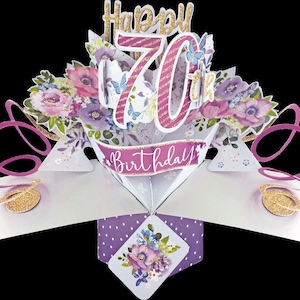 70th Birthday Card 3D Pop Up Card Female Sister Friend Mum Gran Aunt Grandma