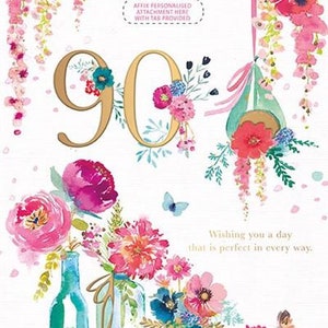 Gepersonaliseerde kaart 90e verjaardag - vrouw voor vriend, zus, moeder, vrouw, tante, oma, oma