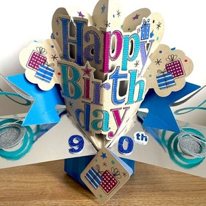 Buon 90° compleanno 3D Pop-Up Birthday Card per lui Uomo Uomo Papà Nonno Amico