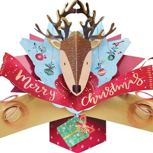 3D Pop Up Weihnachtskarte - Rentier Rudolph Frohe Weihnachten Karte - Für Mutter, Tochter, Oma, Enkelin, Schwester, Nichte, Freundin, Tante