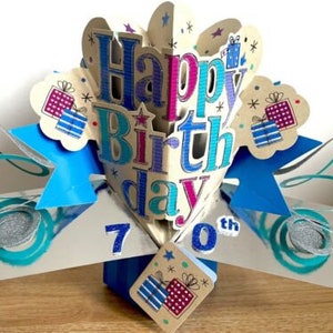 Joyeux 70e anniversaire Carte d'anniversaire pop-up 3D pour lui Homme Homme Papa Grand-père Ami