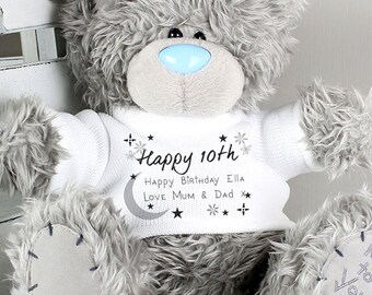 Oso personalizado "Me To You" para el décimo cumpleaños, con luna y estrellas de nariz azul. Regalo para el décimo cumpleaños de ella, niña, amiga, hermana, hija, nieta o sobrina.