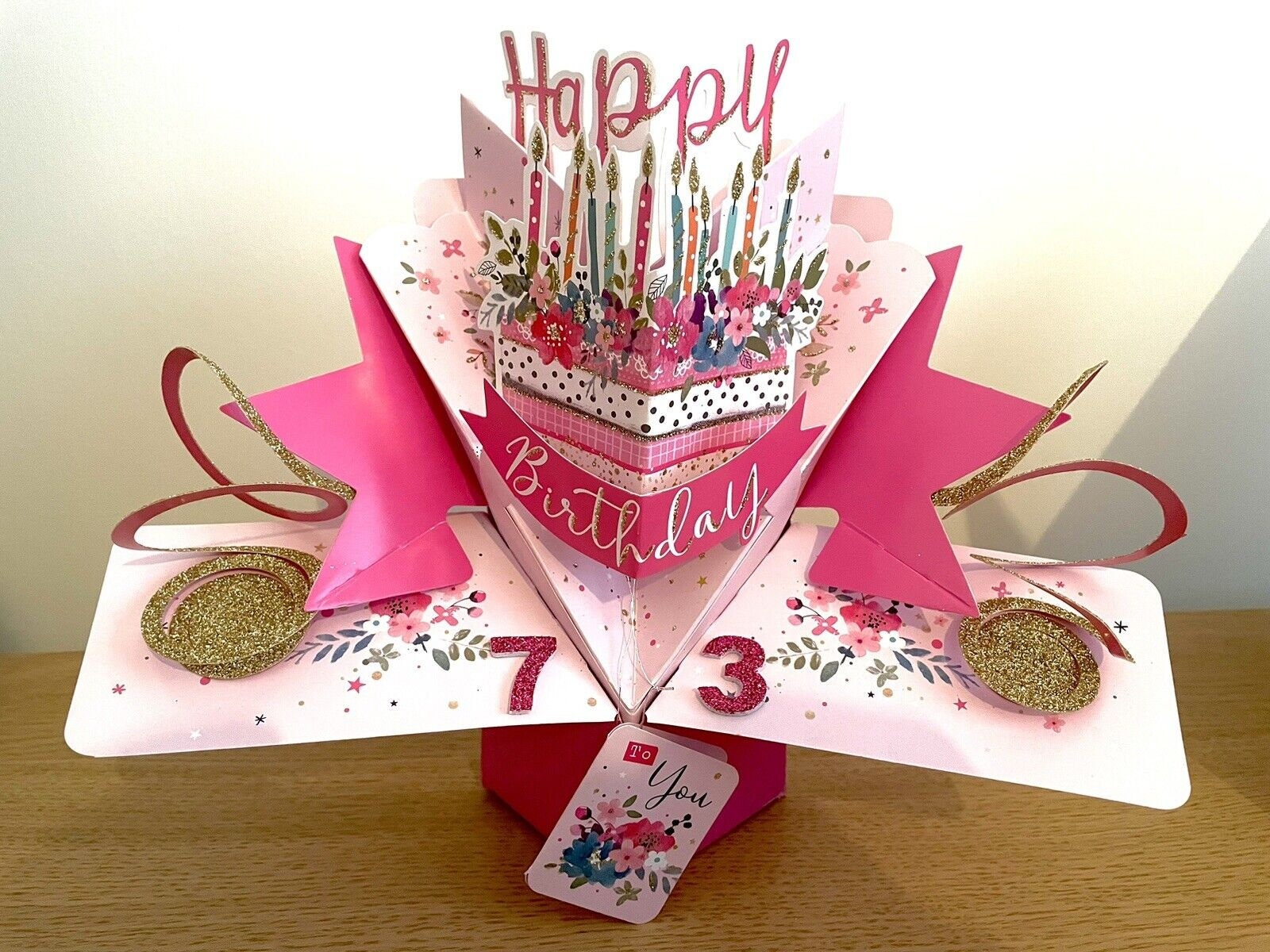 Happy 73rd Birthday 73 Today Pop-up 3D Greetings Card for Her Mum Gran ...