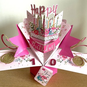 Gefeliciteerd met je 10e verjaardag Pop-up 3D-wenskaart vandaag, ideaal voor vriendin, dochter, kleindochter, nichtje, zus