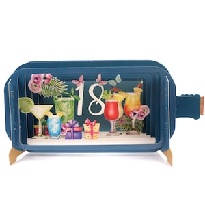 Message dans une bouteille Champagne Pop Up 18e carte de voeux d'anniversaire 3D - Carte de 18e anniversaire pour femme homme ami fille petite-fille soeur