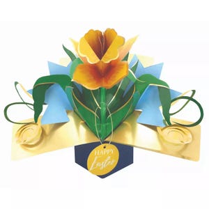 Frohe Ostern Pop Up 3D Karte - Frühling Osterblumenstrauß Karte