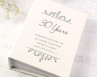 Personalised 30th Wedding Anniversary Photo Album - pearl wedding gift for couple, friend, mum, dad, grandparents, aunt, brother, sister