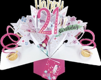 21st Birthday Card 3D Pop Up Card Second Nature - Granddaughter Sister Daughter Niece Friend Female Gift