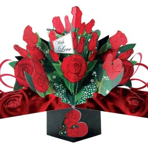 Con amor / Rosas – Tarjeta desplegable abierta / San Valentín – VPOP015