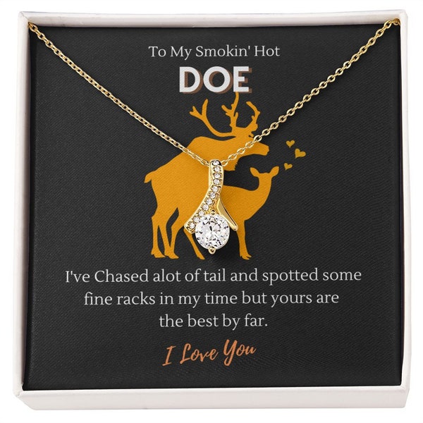 hunting couples Gift Deer Doe Anniversary Date Necklace • Anniversary Necklace • Couple's Initial Necklace • Date Necklace •