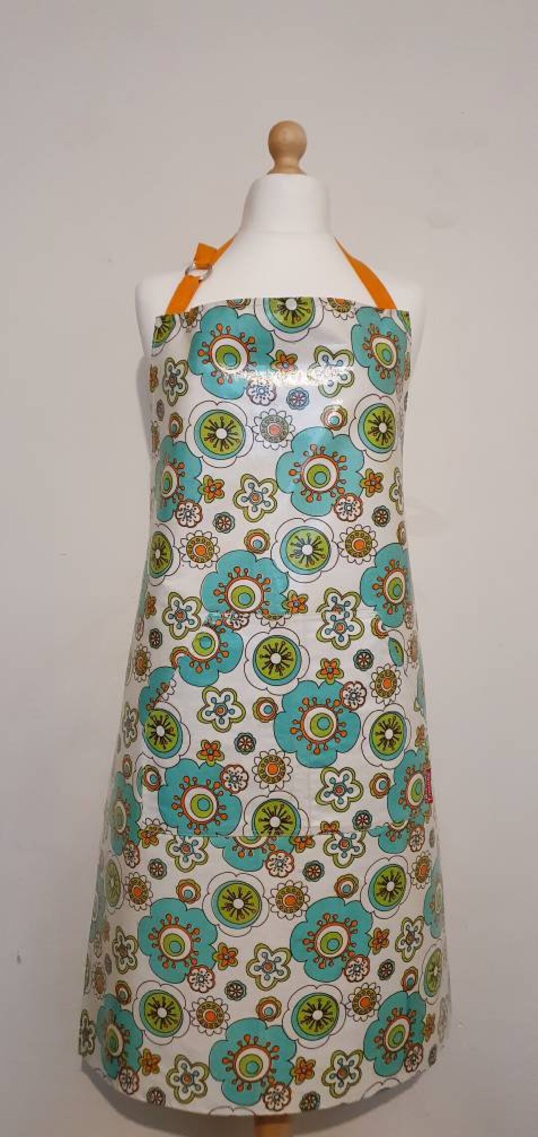 Vintage Pvc Kitchen Apron Rare Typhoon White Orange Floral Vintage