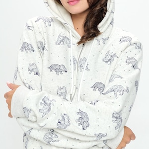 Dinosaur Hoodie - Comfy and Soft Fleece Zip Up Women&#39;s Hoodie - Women&#39;s Perfect Gift - Holiday Gift