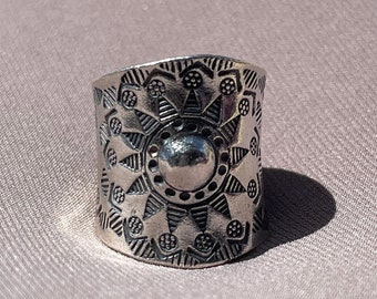 Karen Hill Tribe Silver Ring | Power of Sun | 98.5% Silver | Adjustable