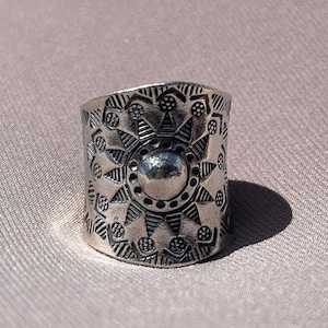 Karen Hill Tribe Silver Ring Power of Sun 98.5% Silver Adjustable image 1