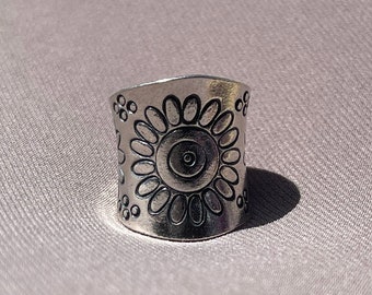 Karen Hill Tribe Silver Ring | Flower Petals | 98.5% Silver | Adjustable
