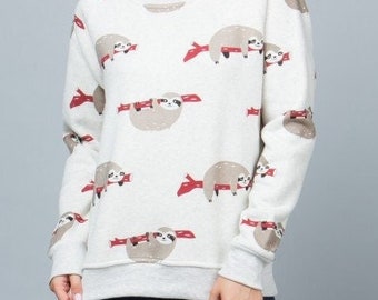 Sloth Holiday Gift Sweatshirt - Fleece Sweatshirt - Women's Comfy, Soft, and Cute Crewneck - Animal Lover Crewneck - Holiday Sweatshirt