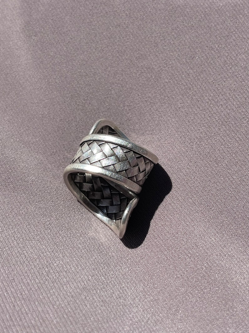 Karen Hill Tribe Silver Ring 98.5% Silver Adjustable Silver Hand Woven Ring image 2