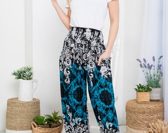 Smocked Waist Pants for Effortless Comfort (100% Rayon, Free Size)