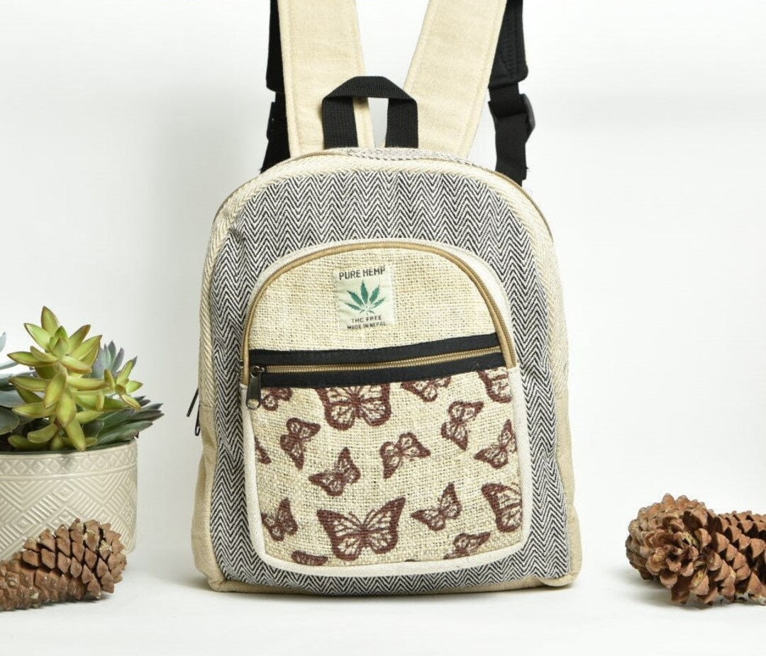 Butterfly Raffines Rucksack Hemp Butterfly Backpack: Eco-friendly Small Rucksack, Nature Lover Gift ...