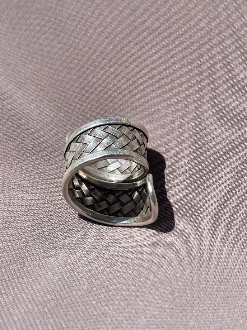 Karen Hill Tribe Silver Ring 98.5% Silver Adjustable Silver Hand Woven Ring image 4