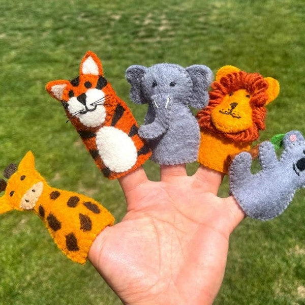 Handmade Felt Animal Finger Puppets from Nepal | 100% Felt Wool | Educational Toys for Kids | Gift for Kids | Unique Gift for New Moms