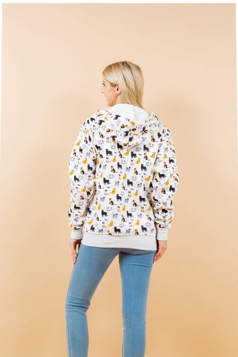 back view colorful cat hoodie