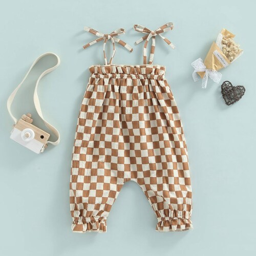 Daisy & Checkered Baby Girl Romper Retro Baby Outfit Groovy Etsy