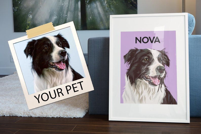 Pet Portrait Custom and Personalized. Pet Dog Wall Art Etsy