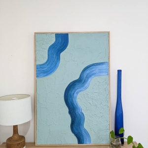 Textured Framed Wall Art | Abstract Wall Art | Modern Plaster Canvas Art | Ocean Inspired Art