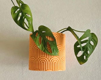 Maceta geométrica de pared / Maceta moderna de mediados de siglo impresa en 3D (bandeja de goteo oculta)