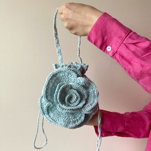 Evening Bag, Clutch, Handmade Bag, Crochet Bag, Evening Crochet Pouch Bag, Rose Bag image 1