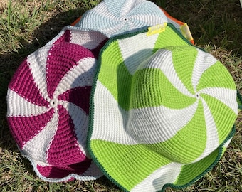 Swirl Crochet Bucket Hat / Knit Hat / Summer Beach Hat / Bowler Hat / Fisherman Hat