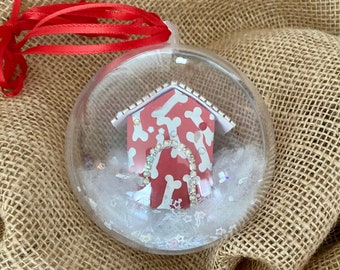 Doghouse Christmas Ornament ~ Pet Christmas Ornament ~ Dog Glitter House