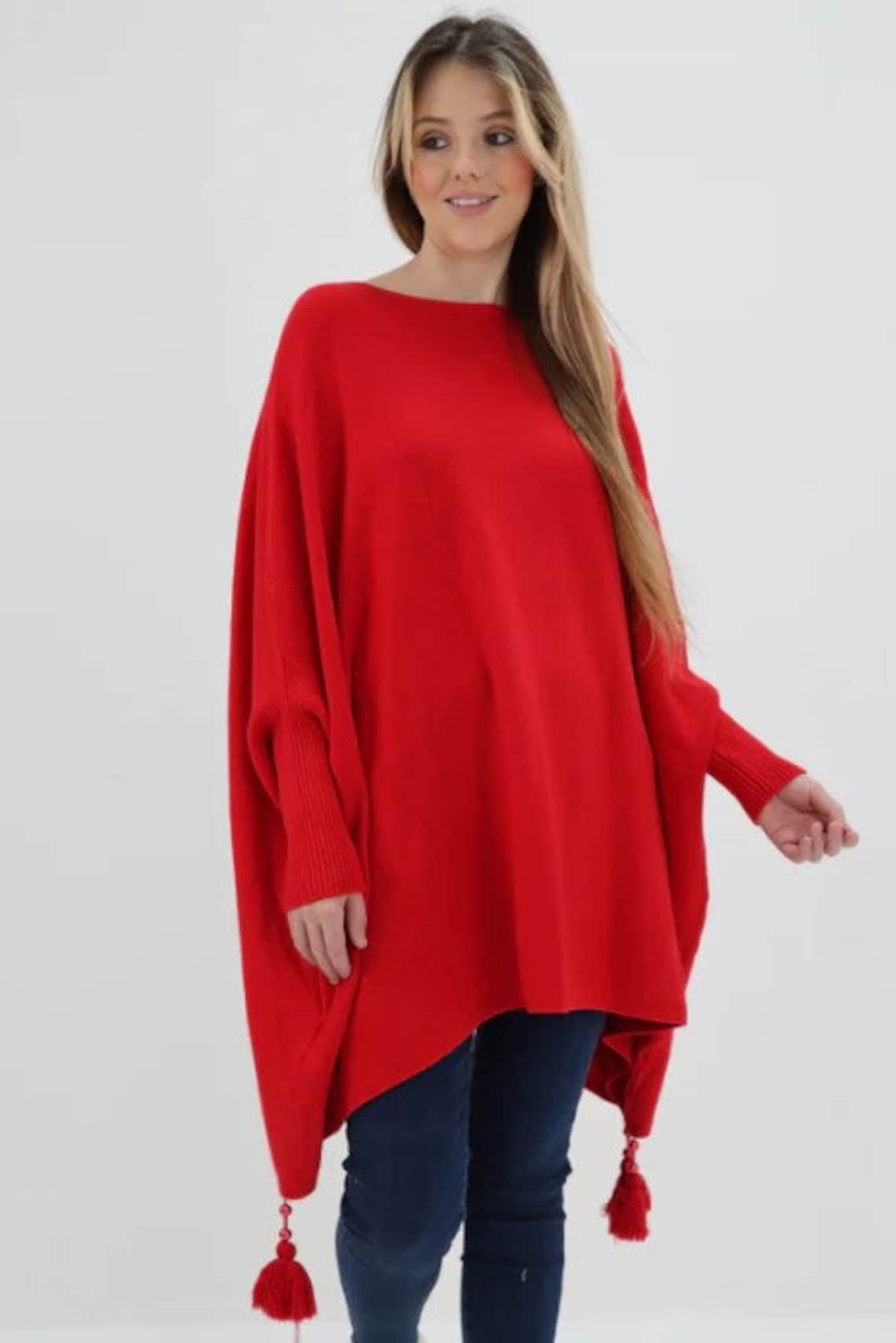 Womens Italian Batwing Jumper Winter Poncho Ladies Knitted Etsy