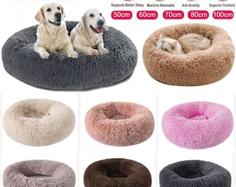 Donut Dog Bed -Anti-Anxiety Dog Bed- Calming Dog Bed -Dog Crate-Fluffy Dog Bed-Washable Dog Bed - Orthopedic Pet Bed Plush Puppy Beds