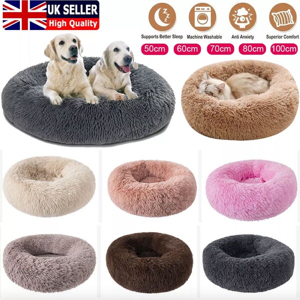 Lit pour chien Donut -Lit anti-anxiété-Lit calmant pour chien-Cagerie pour chien-Lit moelleux pour chien-Lit pour chien lavable-Lit orthopédique pour animal de compagnie