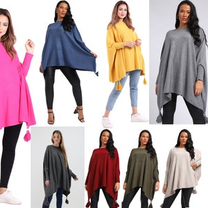 Womens Italian Batwing Jumper winter Poncho Ladies Knitted Cape Plus Size Cardigan