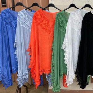 NO.276 Women's V Neck Kaftan Top Loose 