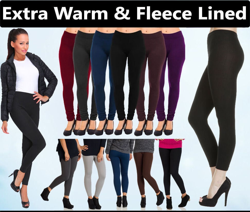 Ladies Thermal Fleece Lined Black Leggings or Tights New Sold