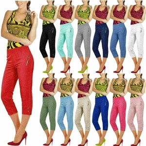 Ladies Cherry Berry Capri Cropped 3/4 Elasticated Jogging Women Trousers UK 8-26